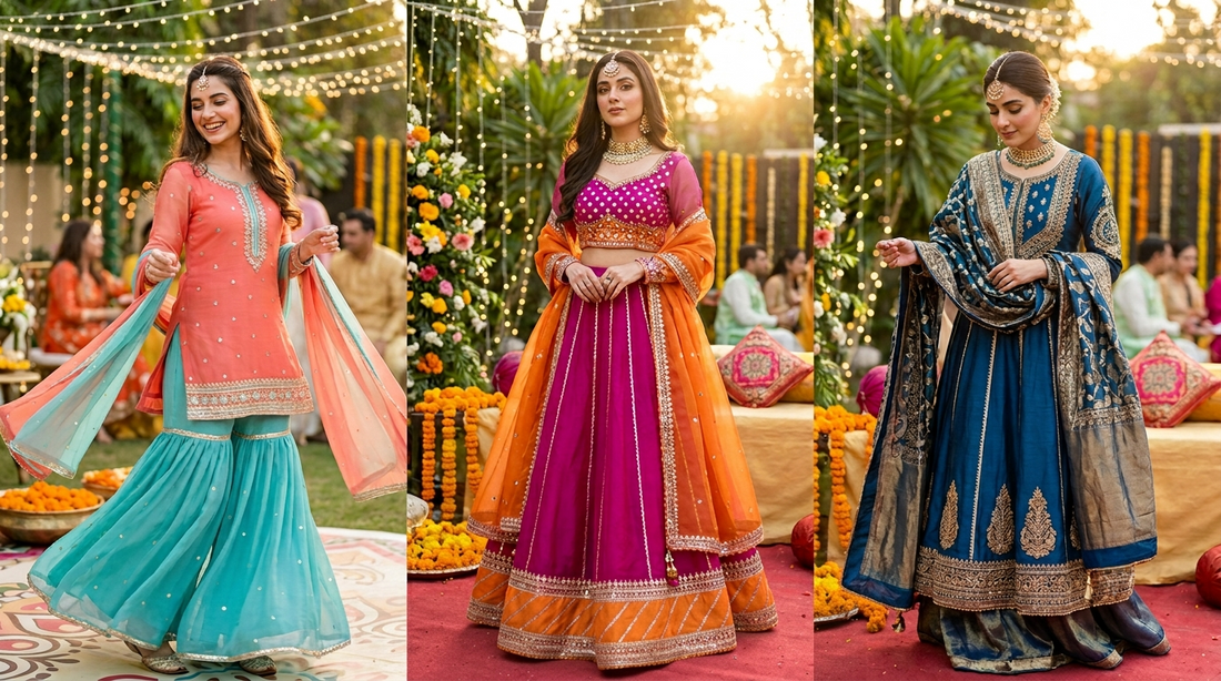 Mehndi Outfit Fabrics: Chiffon vs. Organza vs. Silk