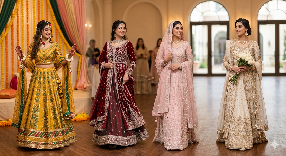 Shop Mirage Collection's Bridal Gowns: Mehndi to Valima Looks