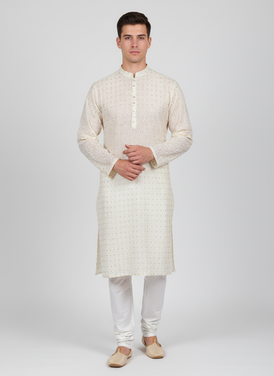 Luxury Men’s Off-White Kurta Pajama – Comfortable and Stylish