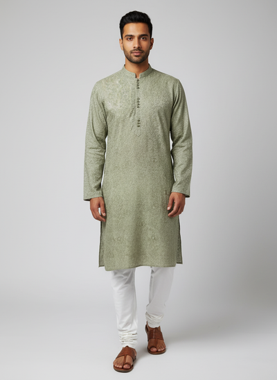 Men’s Sage Green Kurta Pajama – Elegant and Stylish Festive Wear