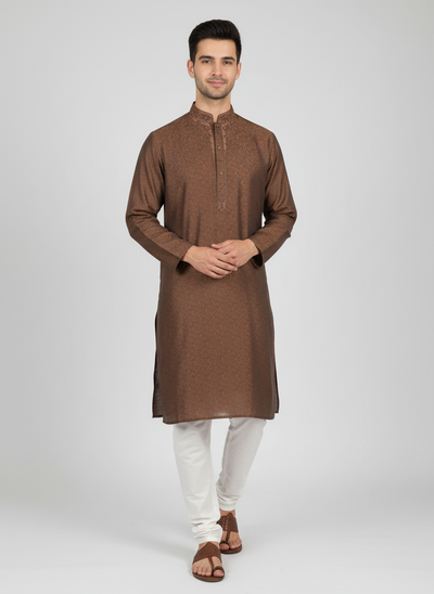 Men’s Chocolate Brown Kurta Pajama – Festive and Wedding Wear
