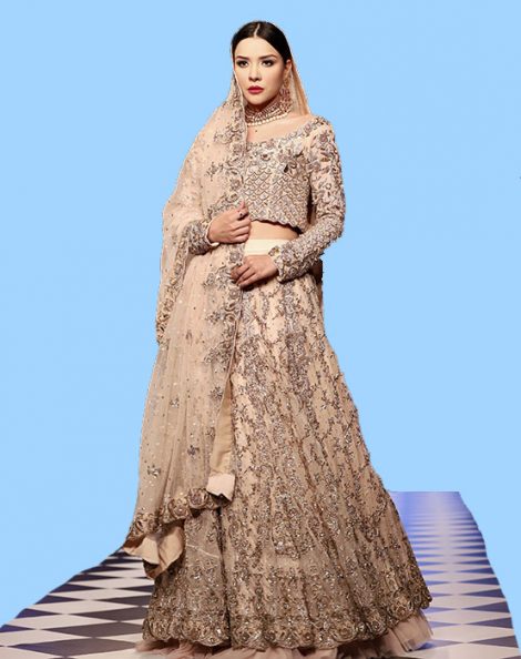 Nude Peach and Antique Gold Embellished Lehenga Set